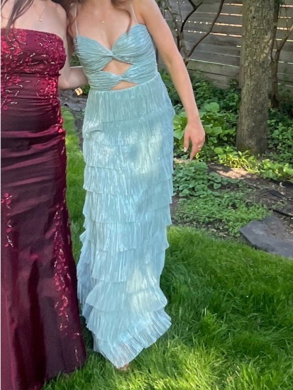 Gianni Bini Light Blue Tiered Ruffle Prom Dress